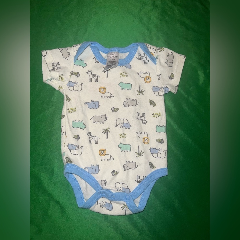 Charming Blue Trim Animal Print Bodysuit 3-6 Months